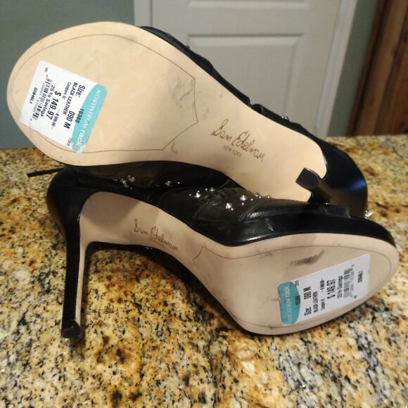 Sam Edelman Elyese Black Leather Studs Open Toe Sandals Women's Size 9 M - Picture 10 of 14